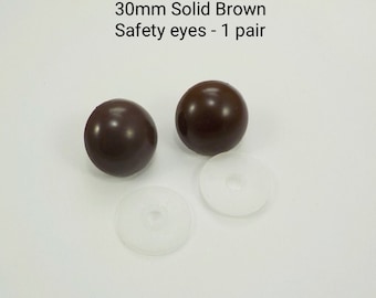 30 mm Solid Brown safety eyes - 1 pair - Amigurumi Eyes - plastic animal eyes - craft eyes - teddy bear eyes - animal safety eyes