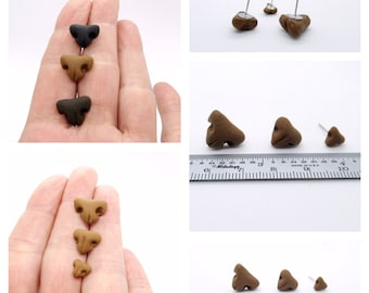Nez fait main en pâte polymère pour animaux avec piquets - lot de 3 - museau de chat - museau à feutrer de 8 mm à 14 mm
