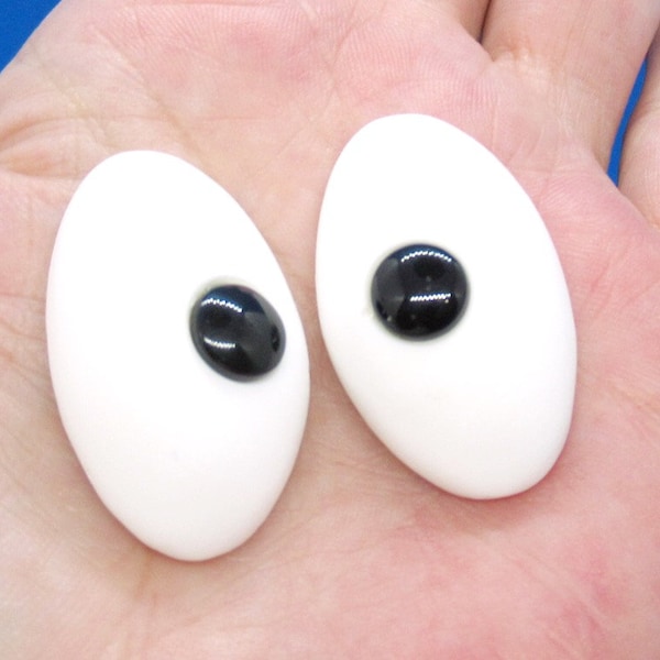 Oval handmade eyes - 35 x 20 mm Black and white eyes - funny eyes - Puppet eyes - supplies - toy eyes - handmade puppet eyes - glue on