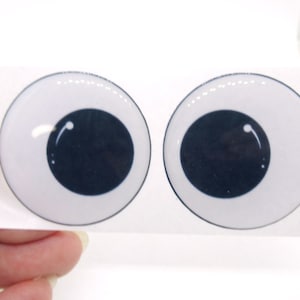 3D adhesive eyes - Large eye stickers - 1 pair - black and white resin eyes - 35mm - appliqué doll eyes - eyes for soft toys - printed eyes