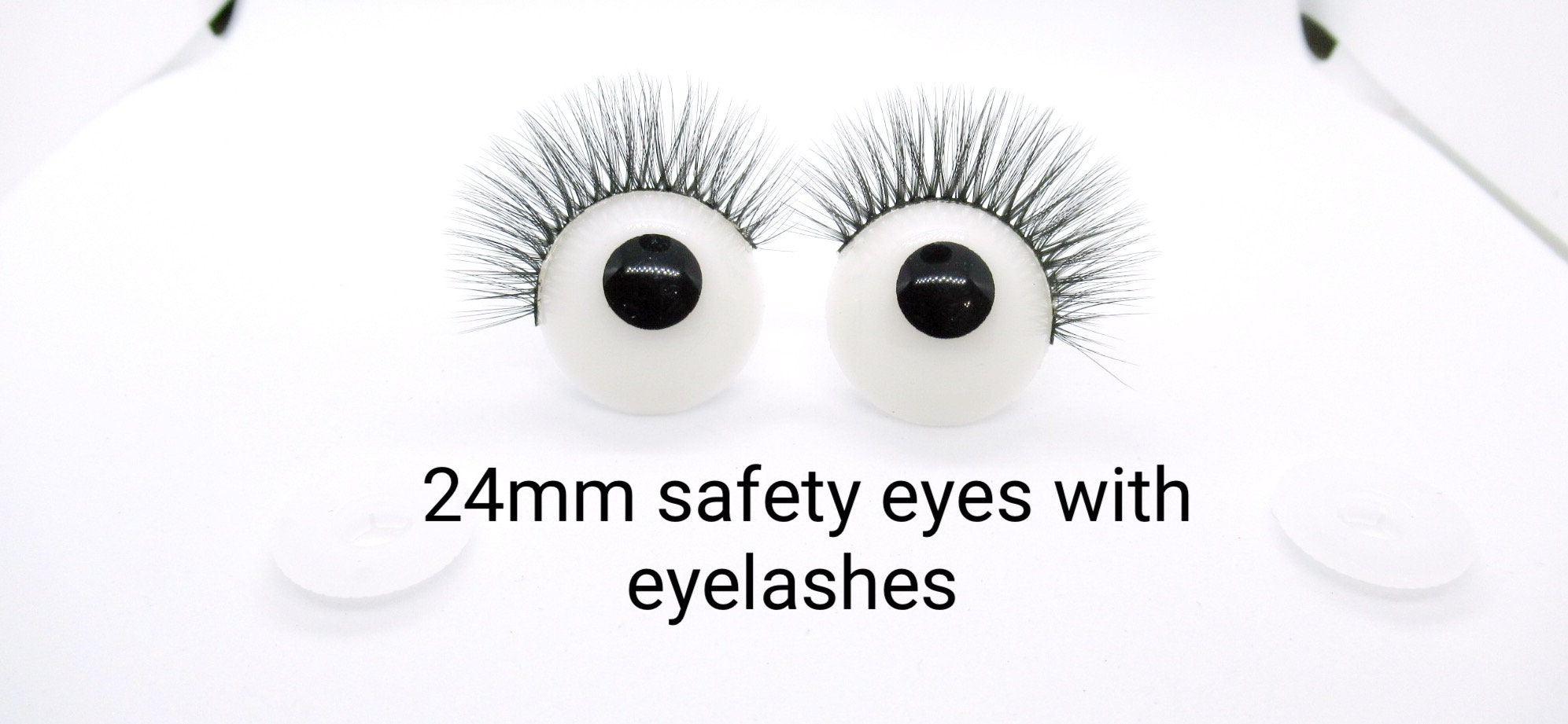 Black Safety Eyes With Lashes Plastic Doll / Amigurumi Eyes With Eyelashes  