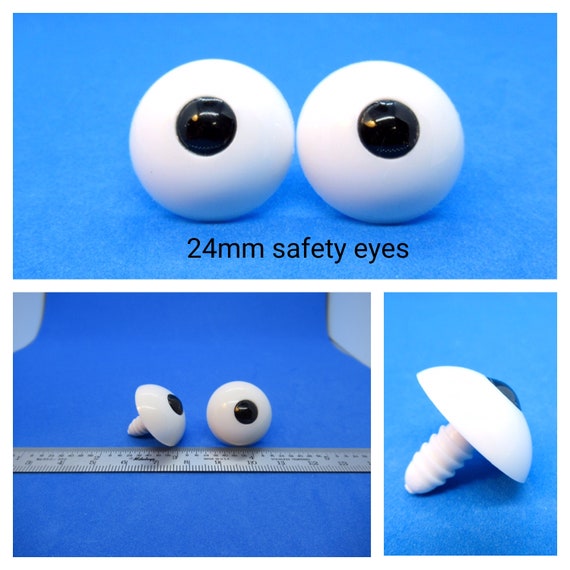 Puppet Eyes 24 Mm Safety Eyes 8 Mm Black Pupil One Pair of White Eyes With  Safety Posts 