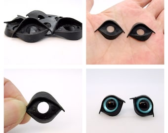 Plastic eyelids for safety eyes - 5 pairs - 15 mm safety eyelids in black - toy eyes lids - craft supplies