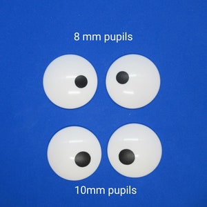 Large safety eyes - 35 x 35mm DIY pupil - funny eyes - Puppet eyes - supplies - toy eyes - 8mm or 10mm pupils