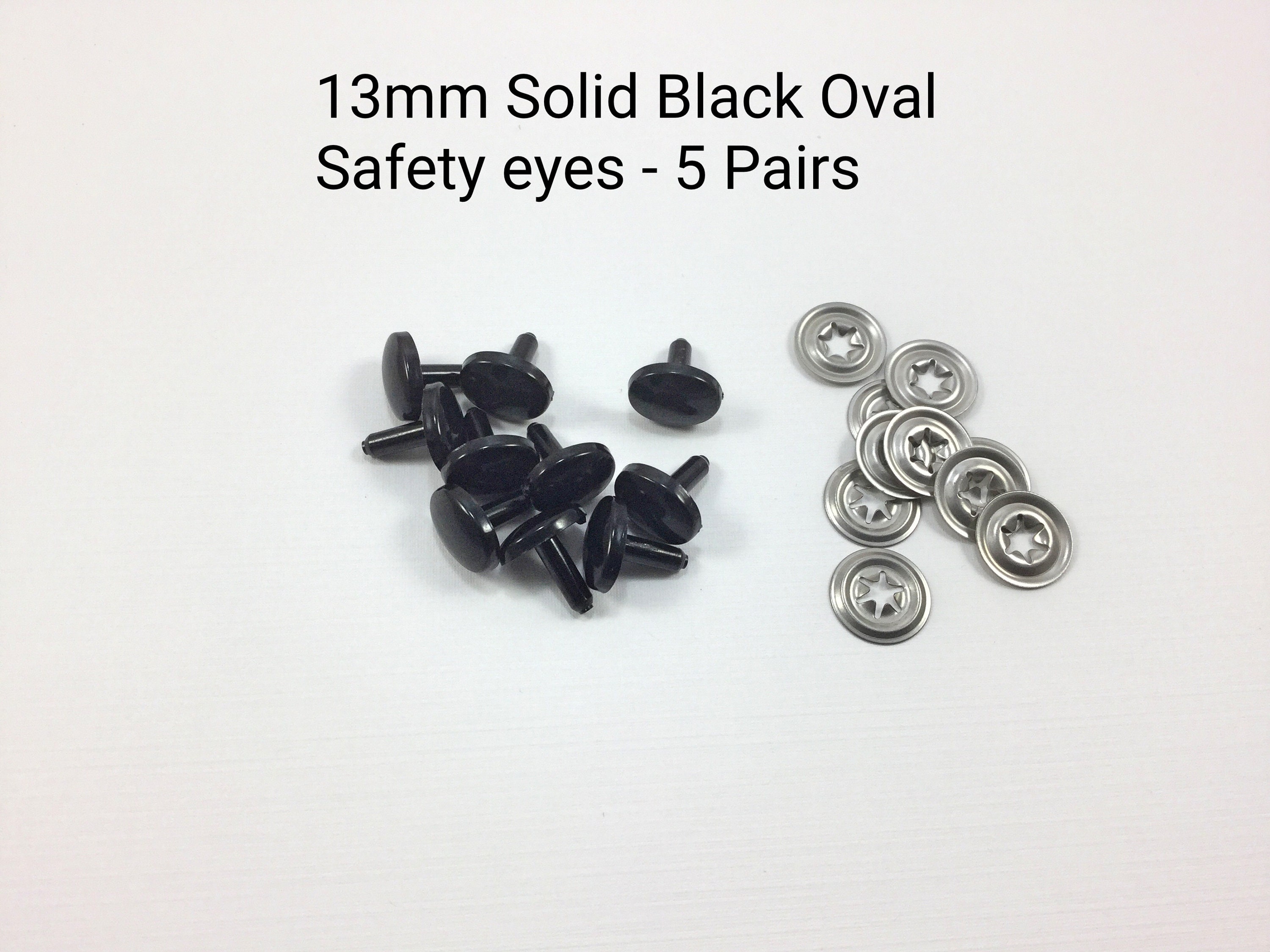 13mm Solid Black Oval Safety Eyes 5 Pairs Toy Eyes Plastic Animal Eyes  Teddy Bear Eyes Animal Eyes Safety Eyes 