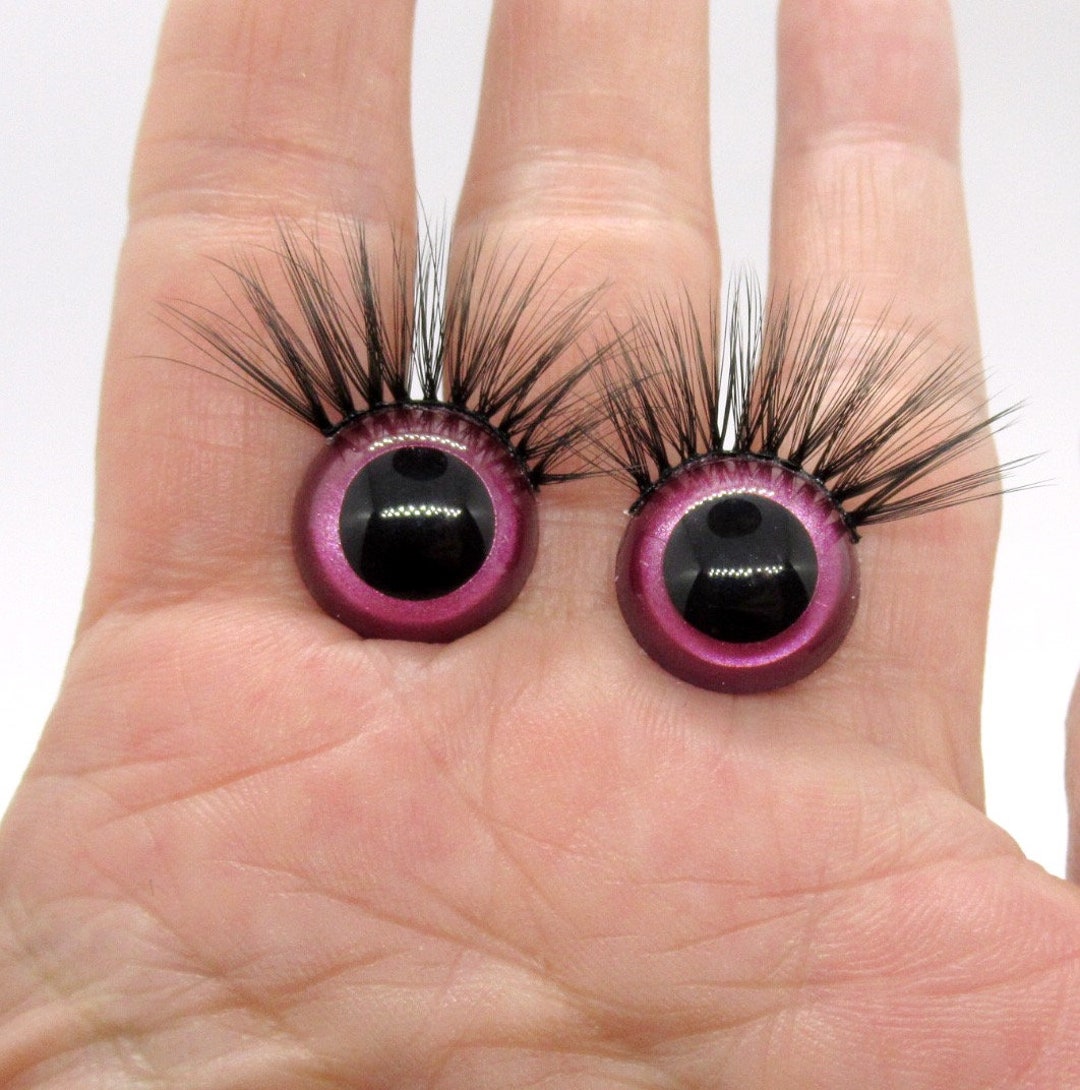 One Pair of Hand-painted 15mm Safety Eyes With Eyelashes Metallic Berry  Safety Eye Animal Eyes Doll Eyes Craft Eyes Plastic Eyes 