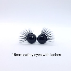 Safety eyes with eyelashes - 15 mm black safety eyes - black safety eyes with eyelashes - Amigurumi Eyes with lashes - eyes with lashes