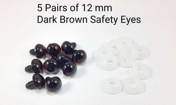 12 Mm Dark Brown Safety Eyes 5 Pairs Amigurumi Eyes Plastic Animal Eyes  Craft Eyes Teddy Bear Eyes Animal Eyes Safety Eyes 