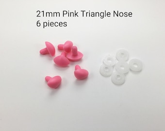 21mm pink triangle animal nose - 6 pieces - animal nose - plastic safety crochet toy supply - bear nose