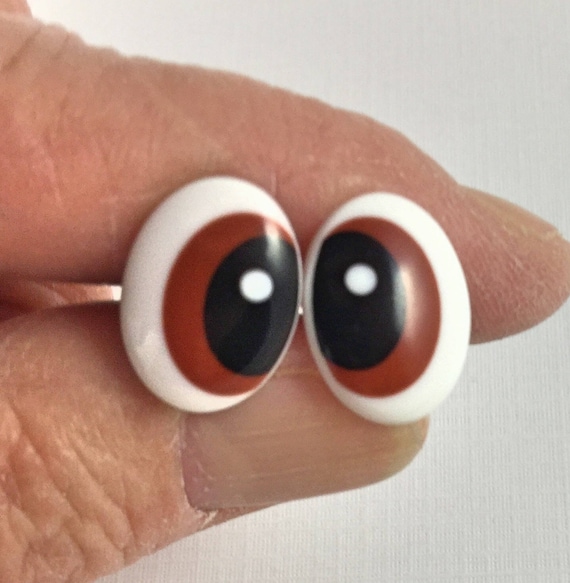 printed eyes plastic eyes Amigurumi safety eyes oval Comic Eyes 1 pair funny eyes 15mm x 11mm safety eyes Brown eyes