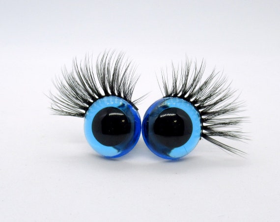 Yeux de sécurité avec cils Yeux de sécurité de 15 mm Yeux bleus  translucides avec cils Yeux Amigurumi avec cils yeux avec cils -  France