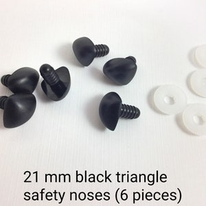 21 mm black or pink triangle animal nose - 6 pieces - animal nose - plastic safety crochet toy supply - bear nose
