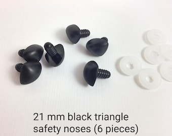21 mm black or pink triangle animal nose - 6 pieces - animal nose - plastic safety crochet toy supply - bear nose