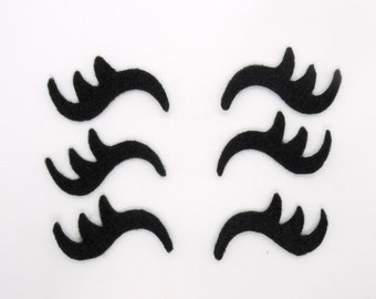 Felt unicorn lashes - Amigurumi supplies - felt craft - pre cut felt applique - 1.75 inches - sew on or glue on unicorn lashes - 3 pairs