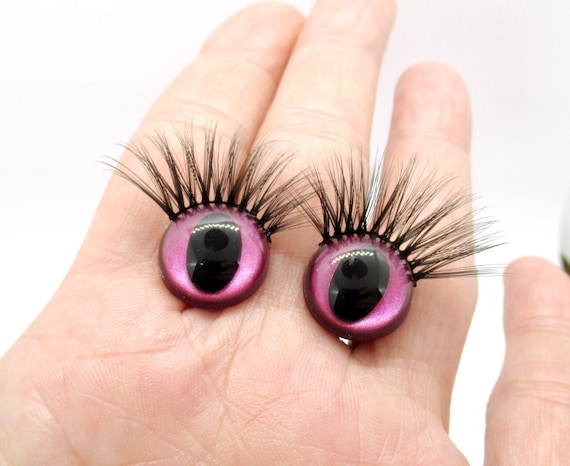 One Pair of Hand-painted 15mm Safety Eyes With Eyelashes Metallic Berry  Safety Eye Animal Eyes Doll Eyes Craft Eyes Plastic Eyes 