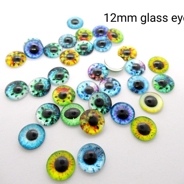 12mm glass eye cabochons - 35 pieces - glass eyes - doll eyes - human eyes - taxidermy eyes - misfits