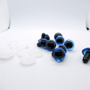 15 mm Translucent Blue safety eyes - 5 pairs - toy eyes - doll eyes - Amigurumi or puppet supplies -  bear eyes - animal eyes