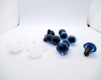 15 mm Translucent Blue safety eyes - 5 pairs - toy eyes - doll eyes - Amigurumi or puppet supplies -  bear eyes - animal eyes