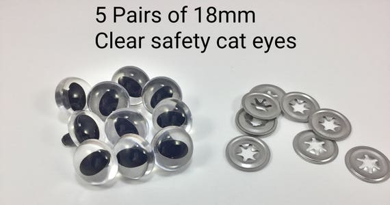 15mm Safety Eyes Plastic Eyes Plastic Craft Safety Eyes for Cat Stuffed  Doll Animal Amigurumi DIY Accessories - 20 Pairs (Clear)