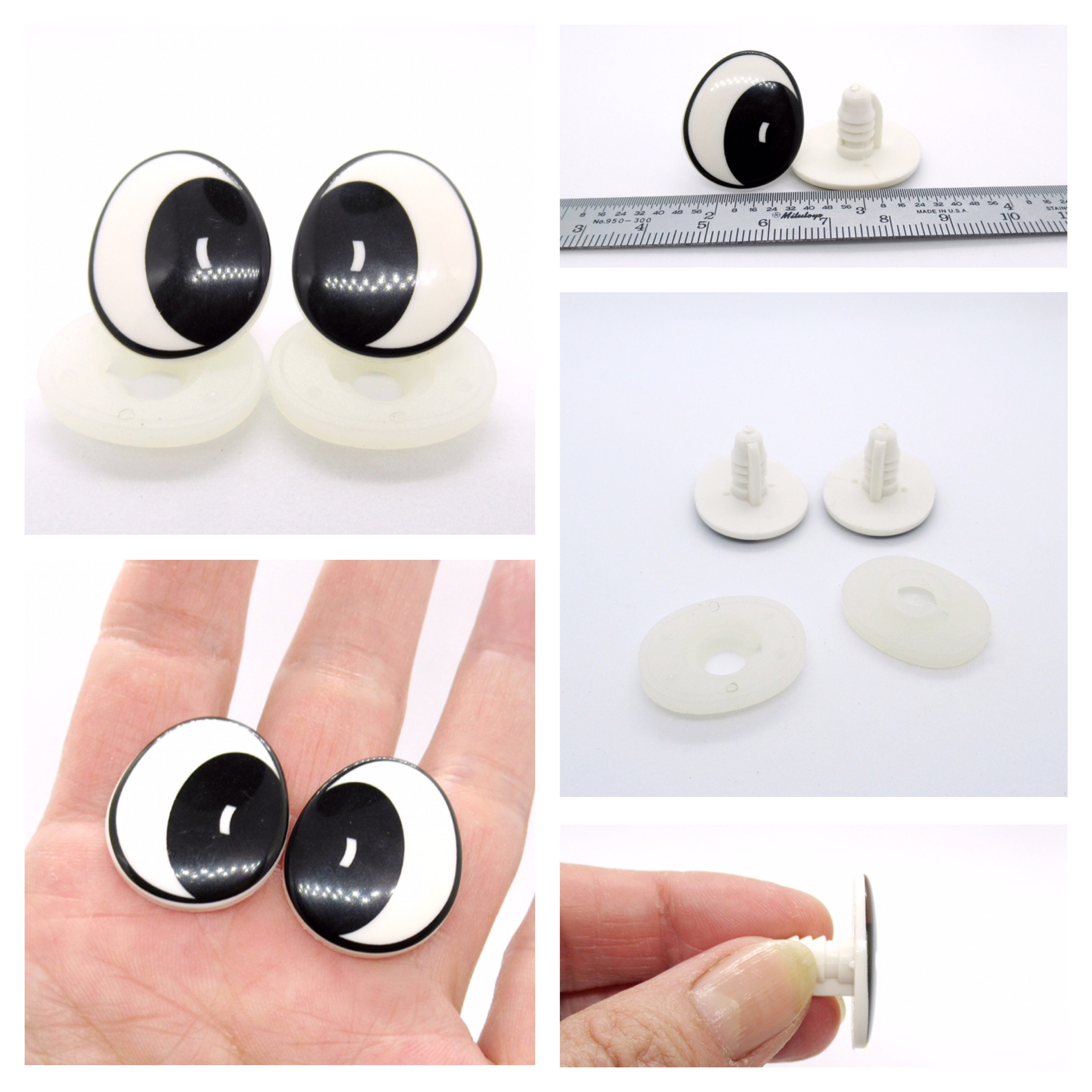 30mm X 20mm Plastic Oval Safety Eyes 1 Pair Puppet Eyes Plastic Eyes Oval  Comic Eyes Fun Eyes Black and White Eyes -  Norway