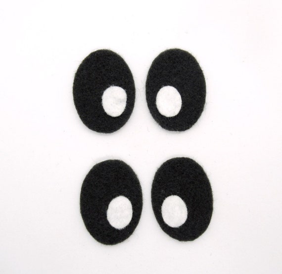 Pre Cut White and Black Felt Eyes Amigurumi Supplies Felt Craft Pre Cut Felt  Applique Sew on or Glue on Eyes 2 Pairs 
