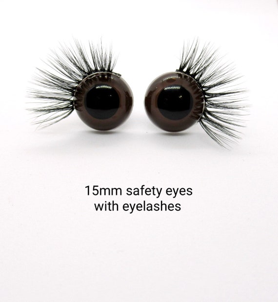 Safety Eyes With Eyelashes 15 Mm Brown Safety Eyes Brown Safety Eyes With  Eyelashes Amigurumi Eyes With Lashes Eyes With Lashes 