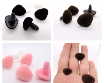 Flocked safety noses - triangle shaped noses - set of 4 - fuzzy flock triangle nose - flocking nose - velvet noses - teddy bear nose