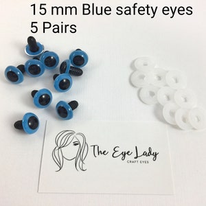 15 mm blue safety eyes - 5 pairs  - Amigurumi safety eyes - plastic animal eyes - supplies - craft eyes - doll eyes - soft toy eyes