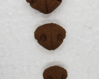 Nez fait main en pâte polymère pour animaux avec tiges - lot de 3 - 10 mm à 16 mm - nez d'animal avec narine - museau de chien - museau à feutrer