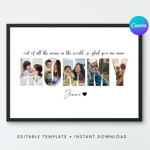 Mom Photo Frame, Personalized Mom Frame, Mom Print Photos, Canva Template, Instant Download, Mommy Daughter Collage, Mothers Day Photo