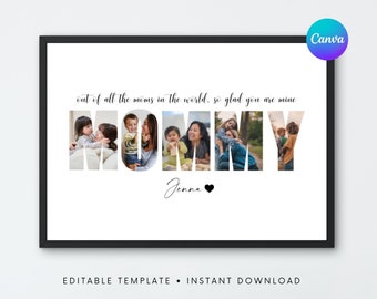 Mom Photo Frame, Personalized Mom Frame, Mom Print Photos, Canva Template, Instant Download, Mommy Daughter Collage, Mothers Day Photo