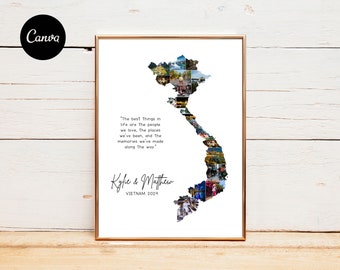 Vietnam Map Photo Collage Wedding Gifts Anniversary Collage Photo Collage Travel Anniversary Gift Personalized Gifts