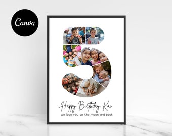 5th Birthday Collage, Number 5 Collage, Birthday Gifts, Personalized Gifts, Son Daughter Gift, Birthday Collage, Birthday Gifts, Collage