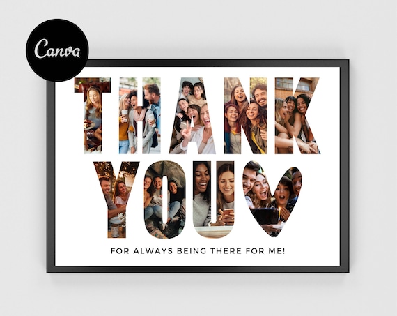 Personalized Thank You Photo Collage Gift, Editable Template 