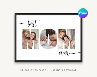 Mom Photo Collage Gift, Personalized Mom Picture Collage Custom Photo Collage for Mom Gift from Daughter or Son Family Photo Collage