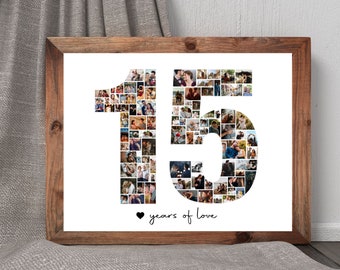 15th Anniversary Photo Collage, Love Collage, Anniversary Gifts, Number Collage, Couple Gift, Gifts for Him, Gifts for Her, Couple Collage