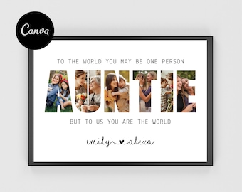 Auntie Photo Collage Gift, Personalized Aunt Picture Collage Custom Photo Collage for Aunt Gift from Niece or Nephew Family Photo Collage