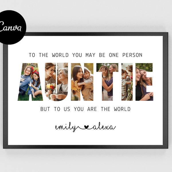 Auntie Photo Collage, Auntie Prints, Personalized Auntie Photo Prints, Canva Template, Aunt Photo Collage, Gifts for Her, Birthday Gift