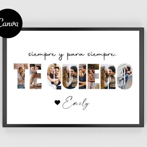 Te Quiero Photo Collage, Love Photo Collage, Anniversary Gifts, Anniversary Gift, Couple Gift, Gifts for Him, Gifts for Her, Heart Collage