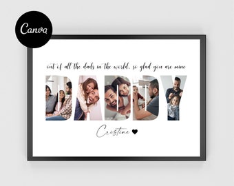 Plantilla personalizada para collage de fotos de papá: Regalo DIY en Canva (PDF)