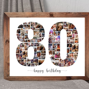 80th Birthday Photo Collage, 80 Number Collage, Number Collage, Personalized 80th Birthday Photo Collage, Gifts for Him, Gifts for Her
