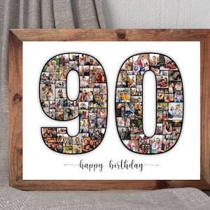 Collage du 90e anniversaire, Cadeaux personnalisés, Cadeaux d'anniversaire, Collage du numéro 90, Cadeau de couple, Cadeaux pour maman, Cadeaux pour papa, Cadeaux uniques