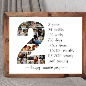 2nd Anniversary Collage, 2nd Anniversary Gift, 2 Year Collage, Number Collage, Couple Gifts, Gifts for Her, Gifts for Boyfriend, Number 2