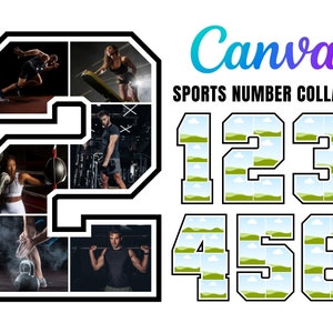 Sports Number Collage, Number Photo Collage, 0-9 Number Collage, Digits 0-9, Canva Photo Collage, Number Photo Prints, Instant Download