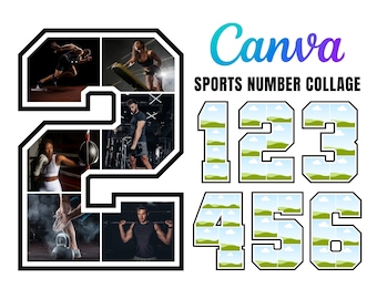 Sports Number Collage, Number Photo Collage, 0-9 Number Collage, Digits 0-9, Canva Photo Collage, Number Photo Prints, Instant Download