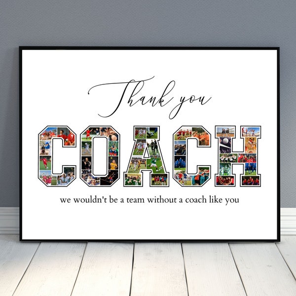 Coach Photo Collage, Gift For Coach Collage, Coach Photo Frame, Coach Photo Gift, Personalized Coach Frame, Sport Photo Gift, Coach Gift