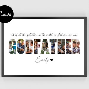 Collage de fotos personalizado para el padrino (plantilla de Canva)