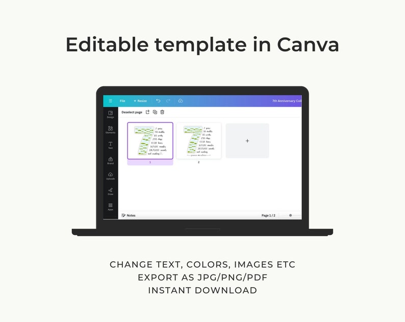 Canva Photo Collage Template is an editable printable template made in Canva - perfect for birthday gifts, anniversaries, keepsakes and more.