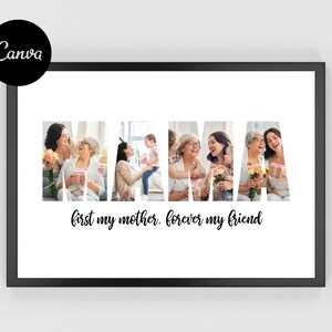 Canva Photo Collage, Mom Photo Frame, Personalized Mom Frame, Mother&#39;s Day Photo Collage, Mama diy, Instant Download, Best Mom Photo Collage