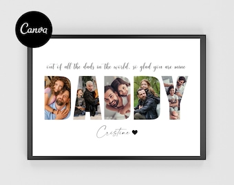 Plantilla de collage de fotos personalizado para papá, regalo DIY (Canva)
